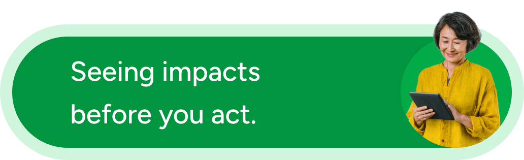 Seeing impacts before you act